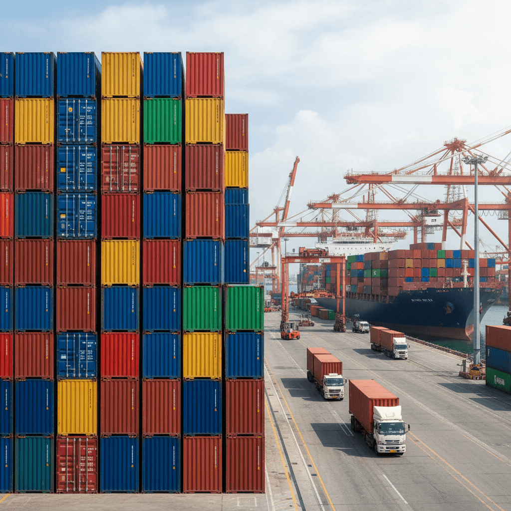 Contenedores de importación en el puerto, en cumplimiento con ANMAT